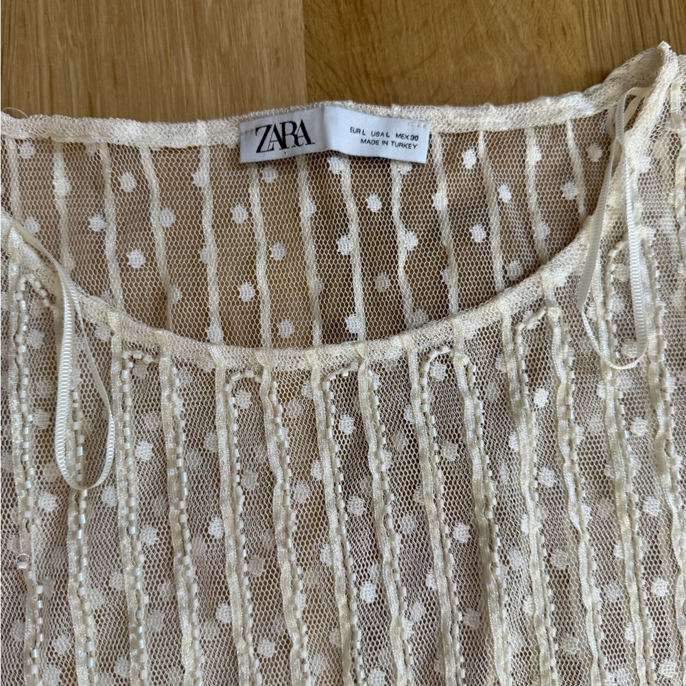 zara Elegant Lace Detail White Top - Picture 4 of 5